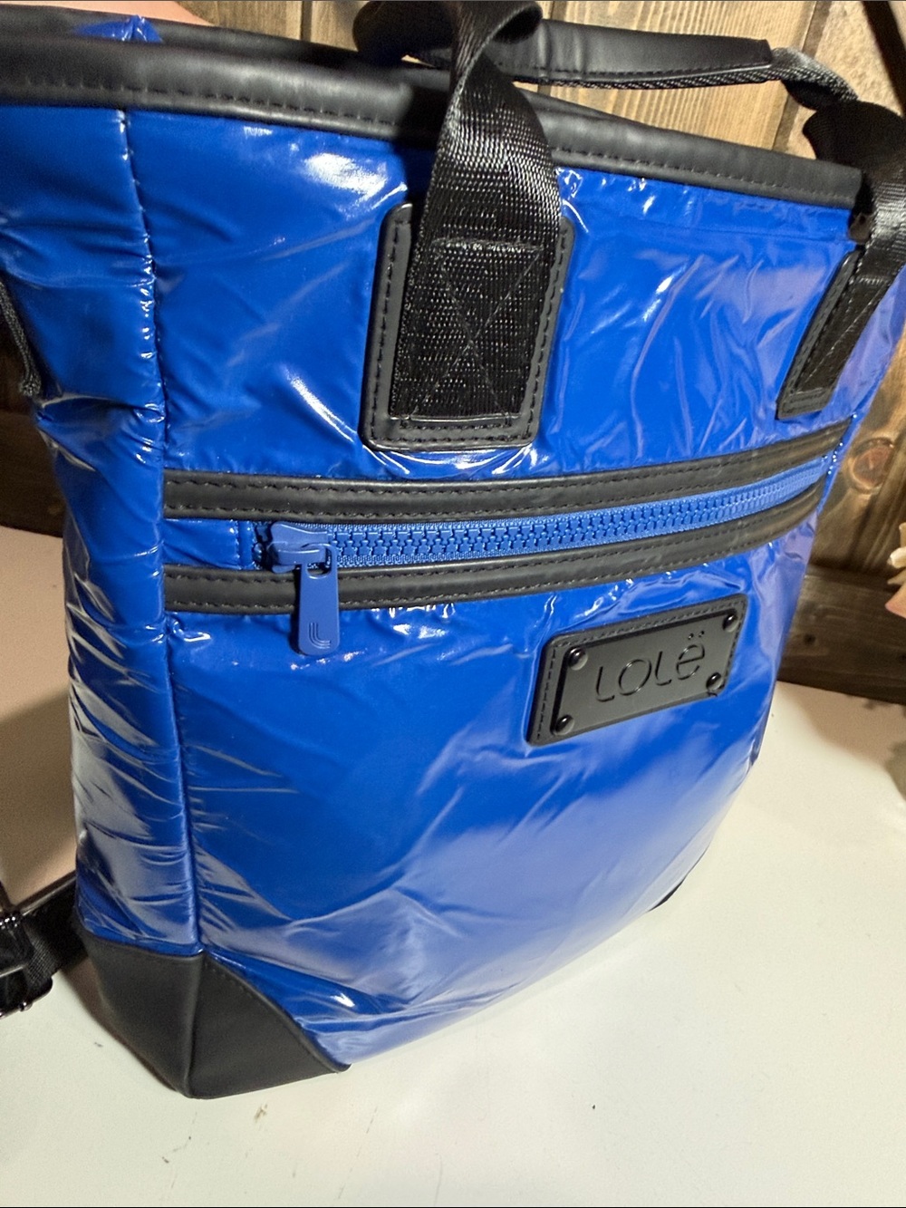 Lole Blue and Black Tote Puff Bag. - Picture 6 of 6